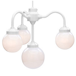 Light Chandelier - White 4 Globe