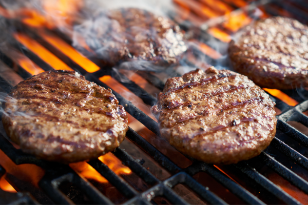 Hamburgers on a grill