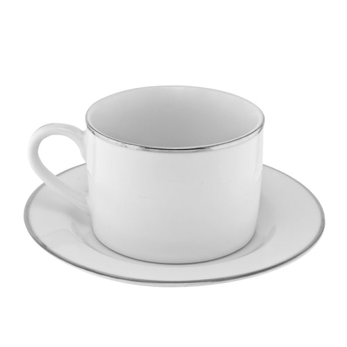 Coffee Cup (White w/ Silver Trim)